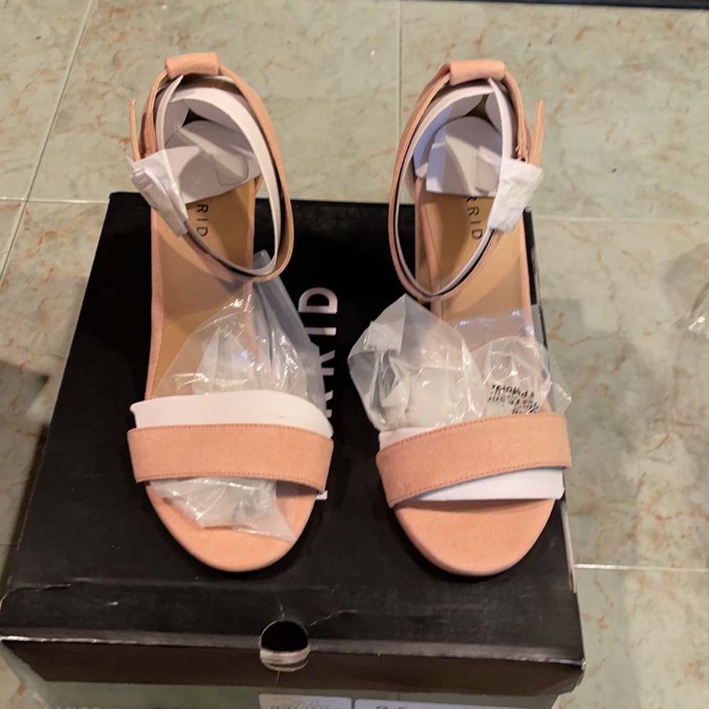 Brand new wide width beige tapered  heels